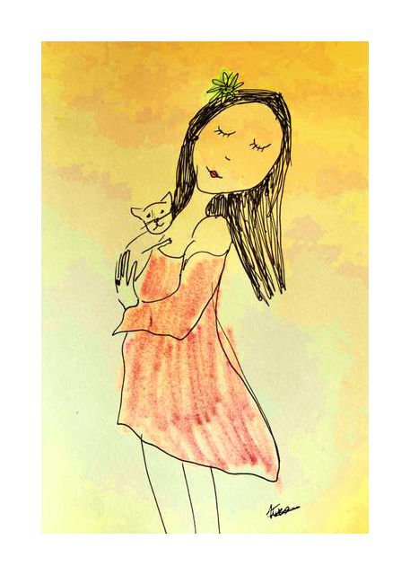 Girl and Cat