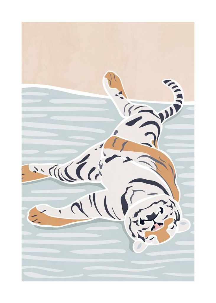Scandi Sleeping Tiger Childrens Art