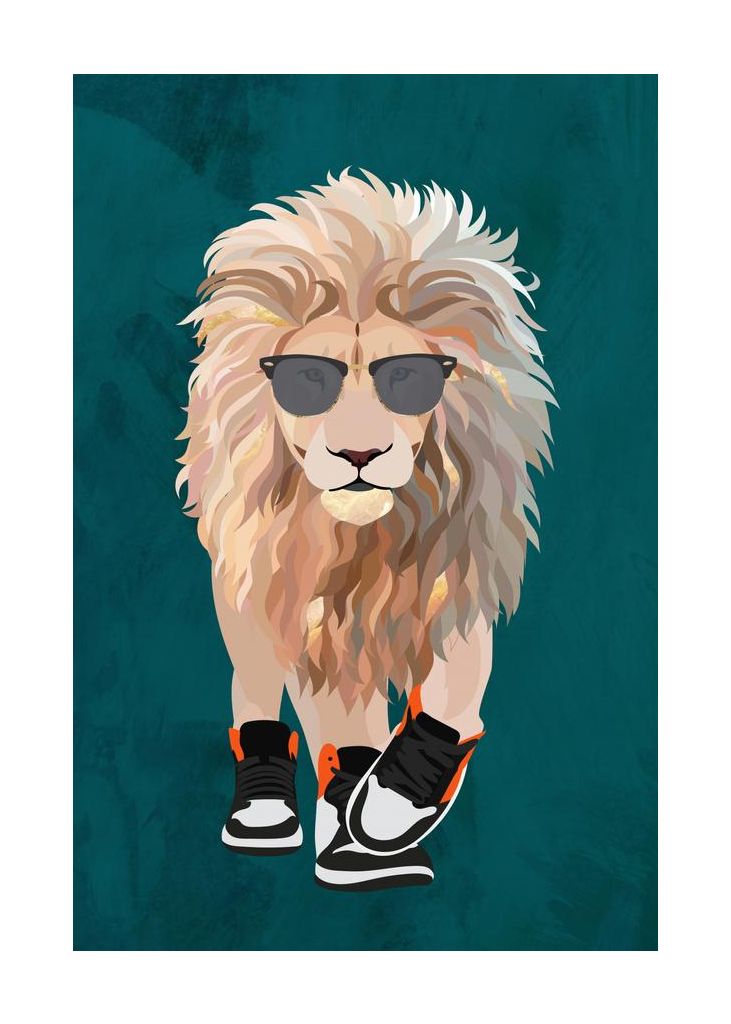 Lion Prowling In High Top Sneakers